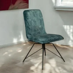 Chaise pivotante velours bleu pétrole (lot de 2) OKA