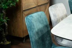 Chaise pivotante velours bleu pétrole (lot de 2) OKA