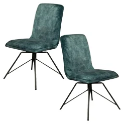Chaise pivotante velours bleu pétrole (lot de 2) OKA
