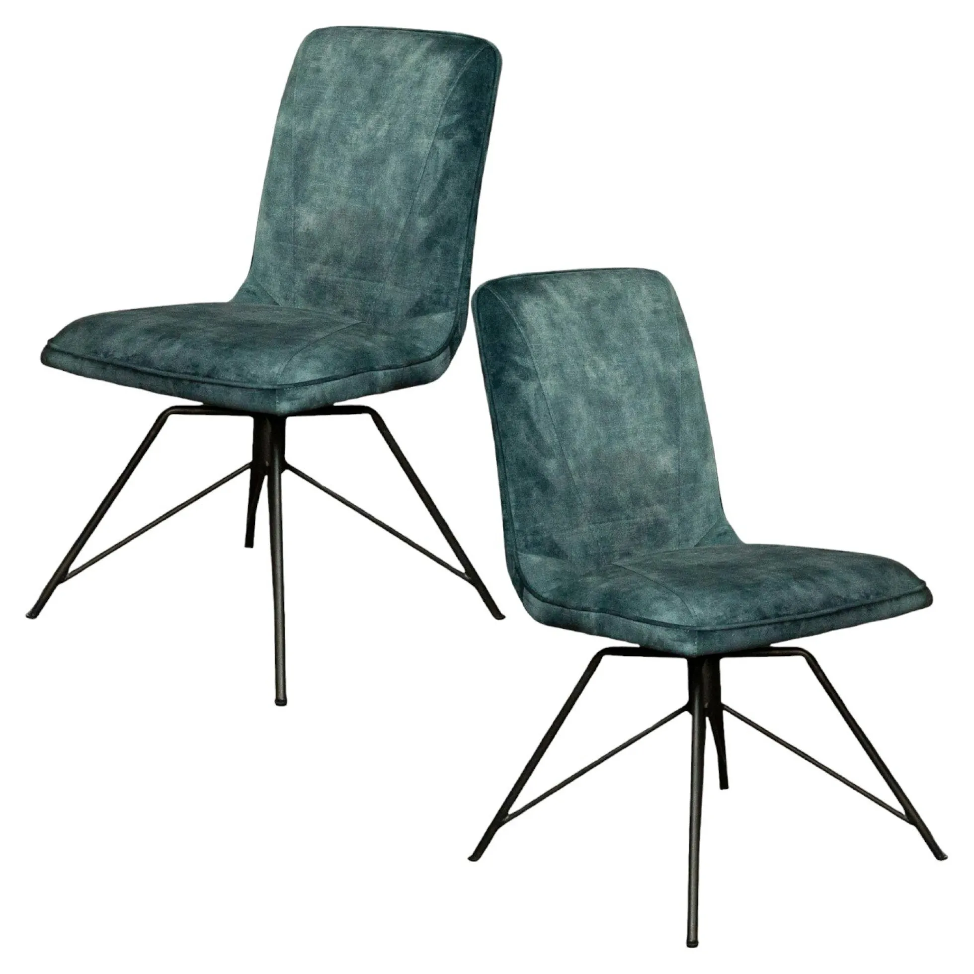 Chaise pivotante velours bleu pétrole (lot de 2) OKA
