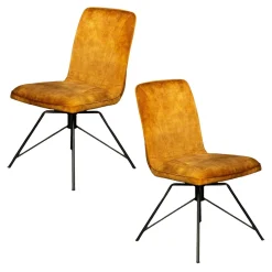 Chaise pivotante velours doré (lot de 2) OKA