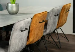 Chaise pivotante velours doré (lot de 2) OKA