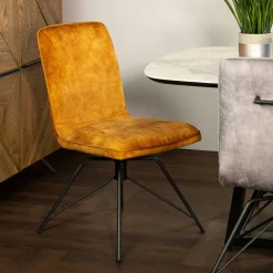 Chaise pivotante velours doré (lot de 2) OKA
