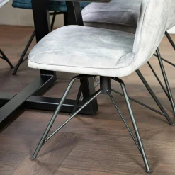 Chaise pivotante velours gris (lot de 2) OKA