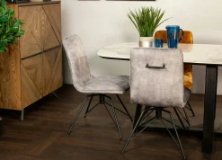 Chaise pivotante velours gris (lot de 2) OKA