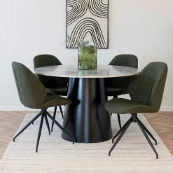 Chaise pivotante verte en tissu bouclette (lot de 2) BERLIN