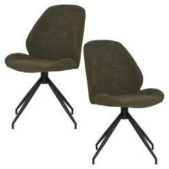 Chaise pivotante verte en tissu bouclette (lot de 2) BERLIN