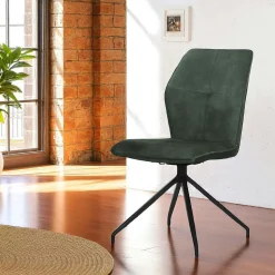 Chaise pivotante vert en velours patiné avec poignée (lot de 2) LOMBARDIE