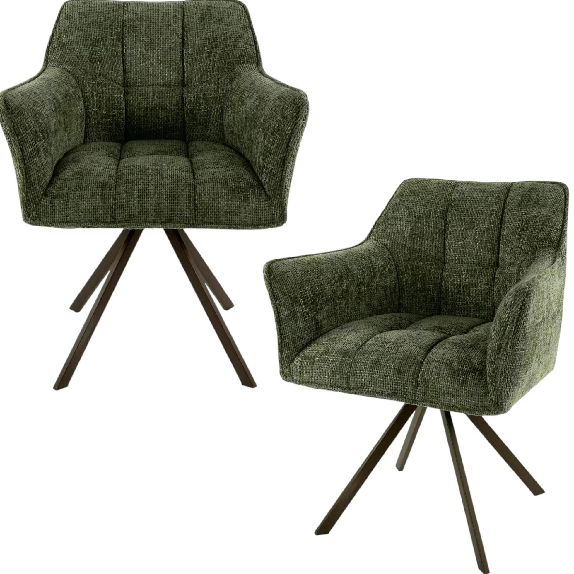 Chaise pivotante verte pied bronze (lot de 2) MELBOURNE