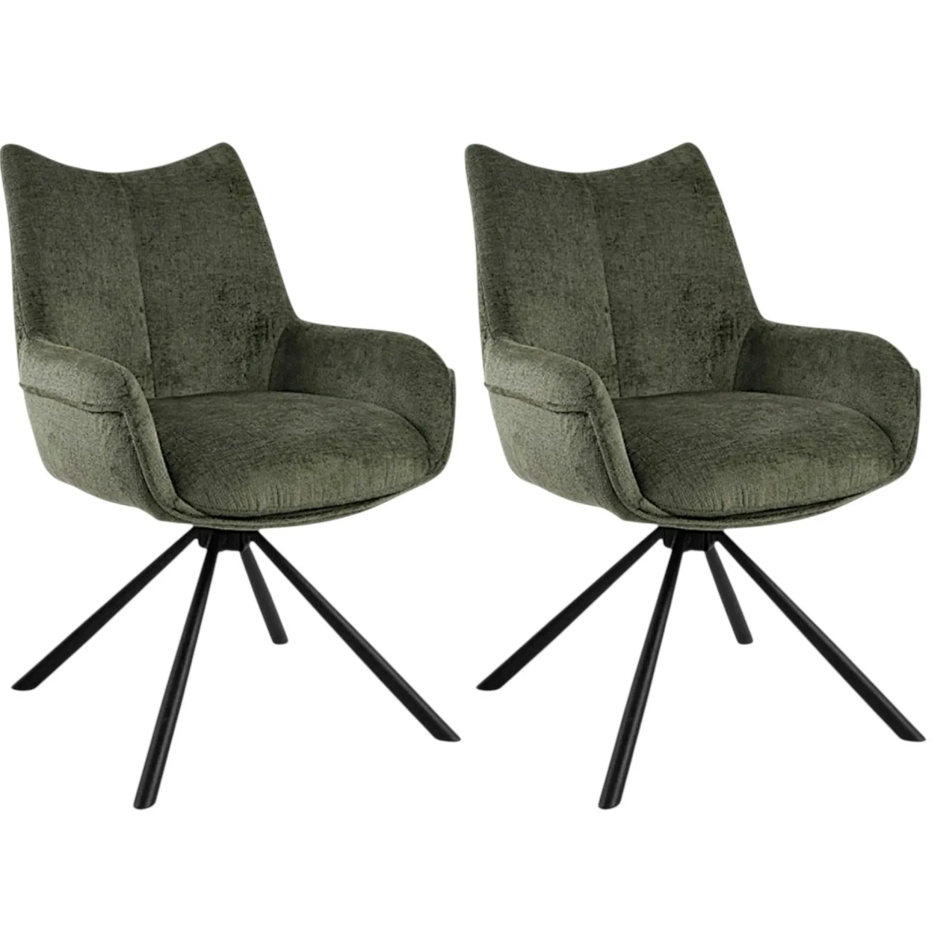 Chaise pivotante vert kaki à accoudoirs (lot de 2) IENA