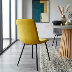 Chaise à rayures velours moutarde (lot de 2) MALANG