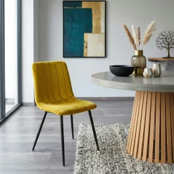 Chaise à rayures velours moutarde (lot de 2) MALANG