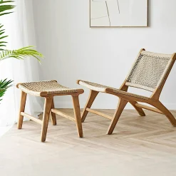 Chaise relax en teck avec repose-pieds ROTTERDAM