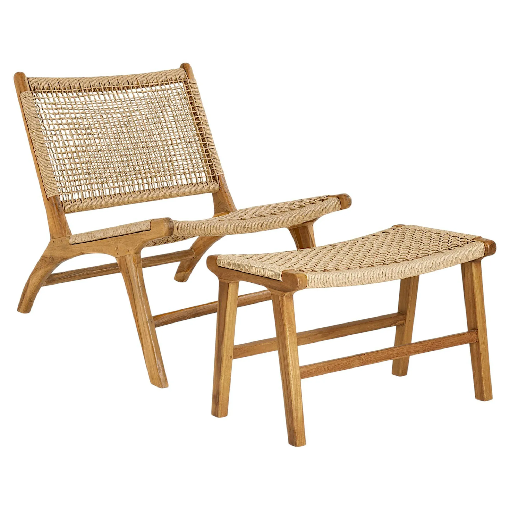 Chaise relax en teck avec repose-pieds ROTTERDAM