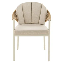 Chaise rembourée beige aluminium et rotin (lot de 2) AGGER