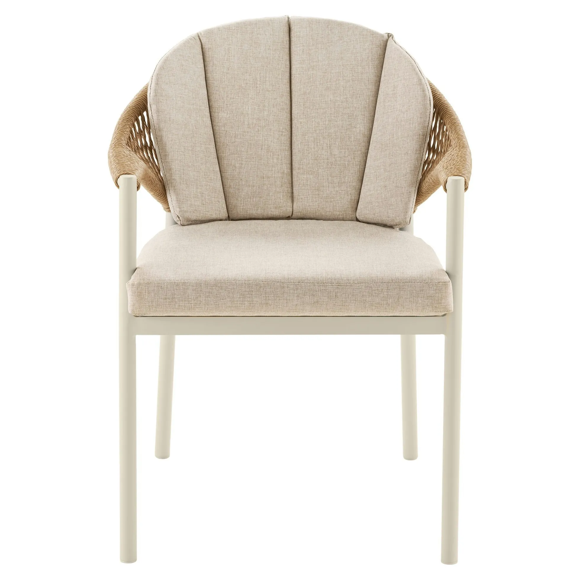 Chaise rembourée beige aluminium et rotin (lot de 2) AGGER