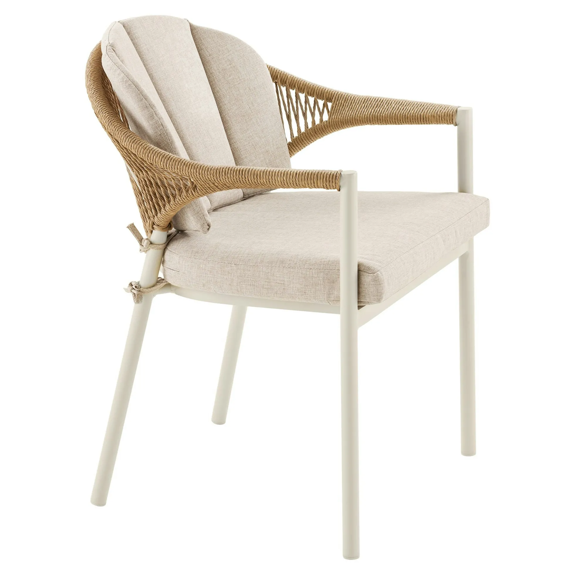 Chaise rembourée beige aluminium et rotin (lot de 2) AGGER