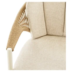 Chaise rembourée beige aluminium et rotin (lot de 2) AGGER