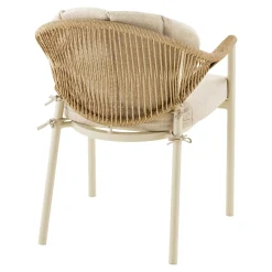 Chaise rembourée beige aluminium et rotin (lot de 2) AGGER