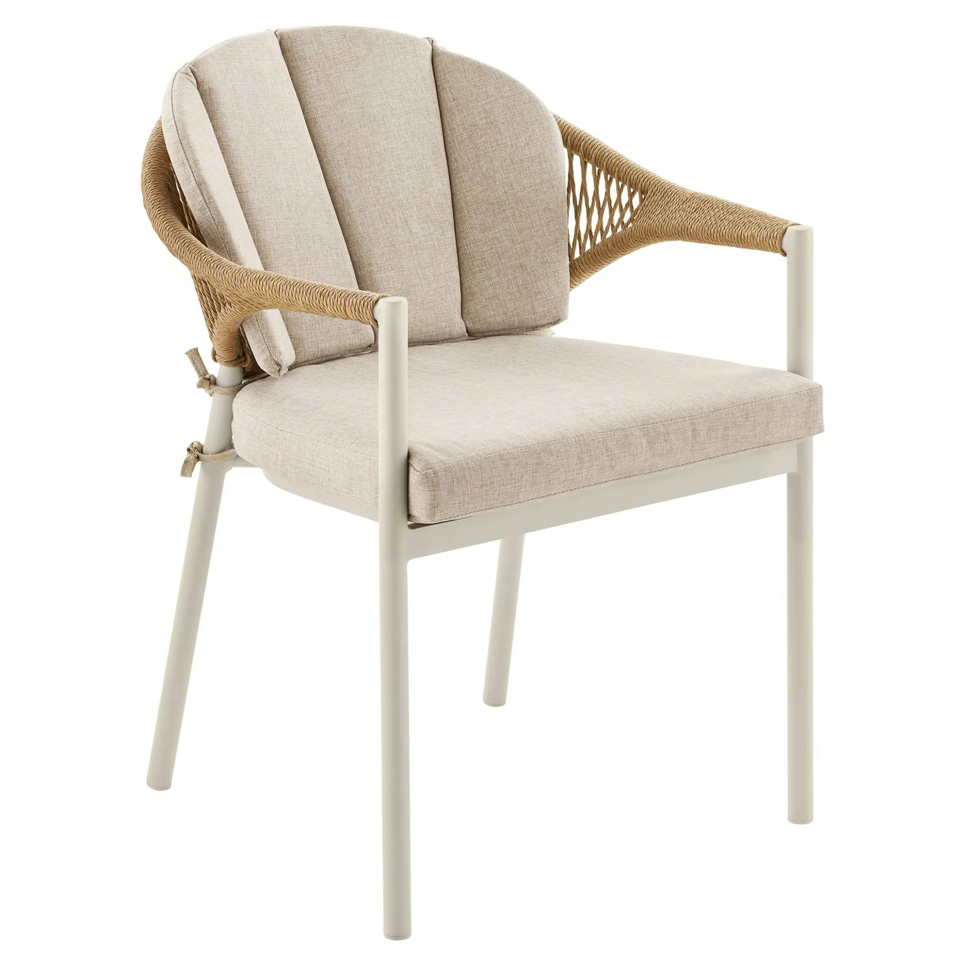 Chaise rembourée beige aluminium et rotin (lot de 2) AGGER