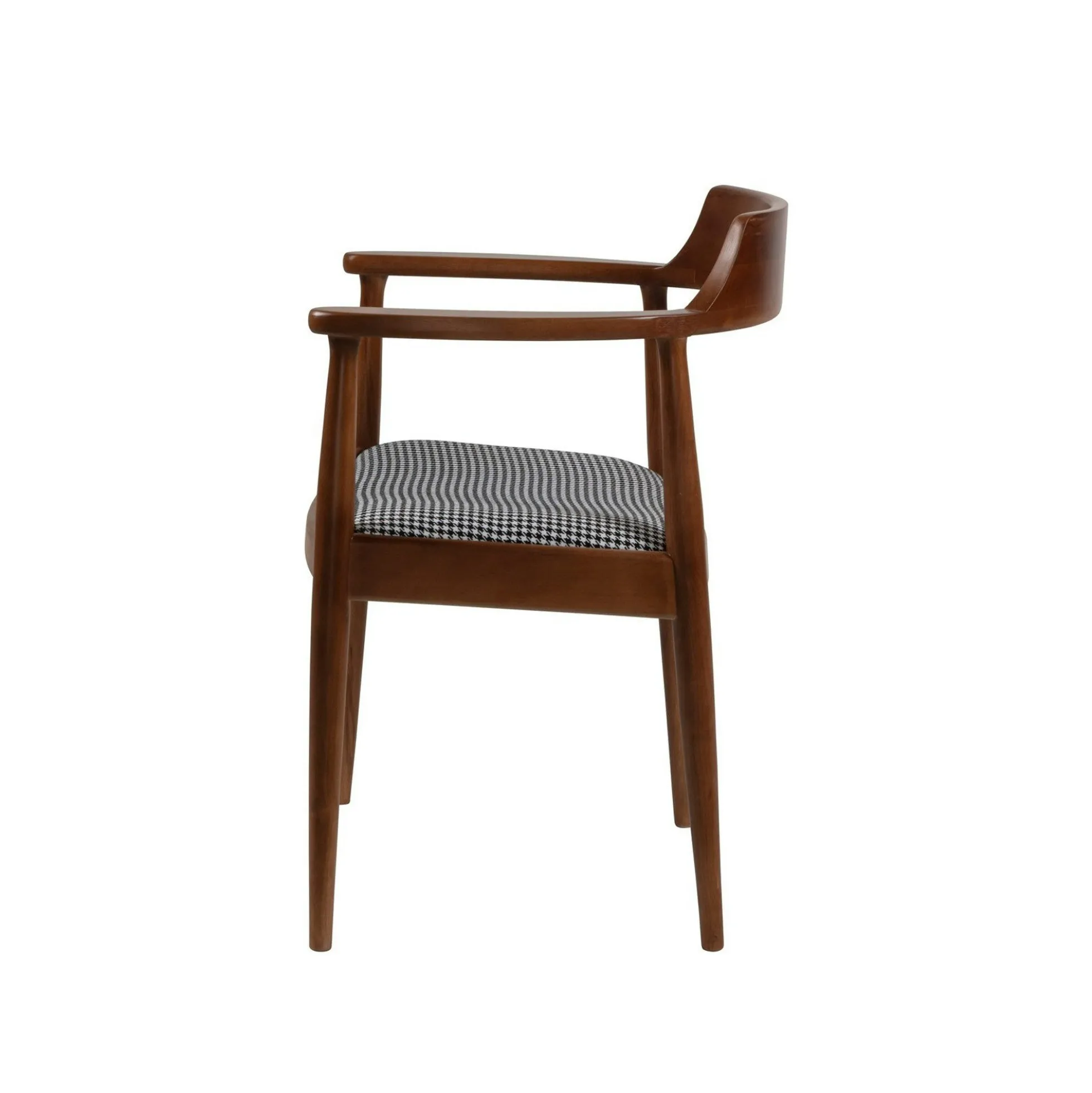 Chaise ronde avec accoudoirs - assise pied-de-poule TENA