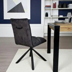 Chaise rotative tissu anthracite (lot de 2) IENA