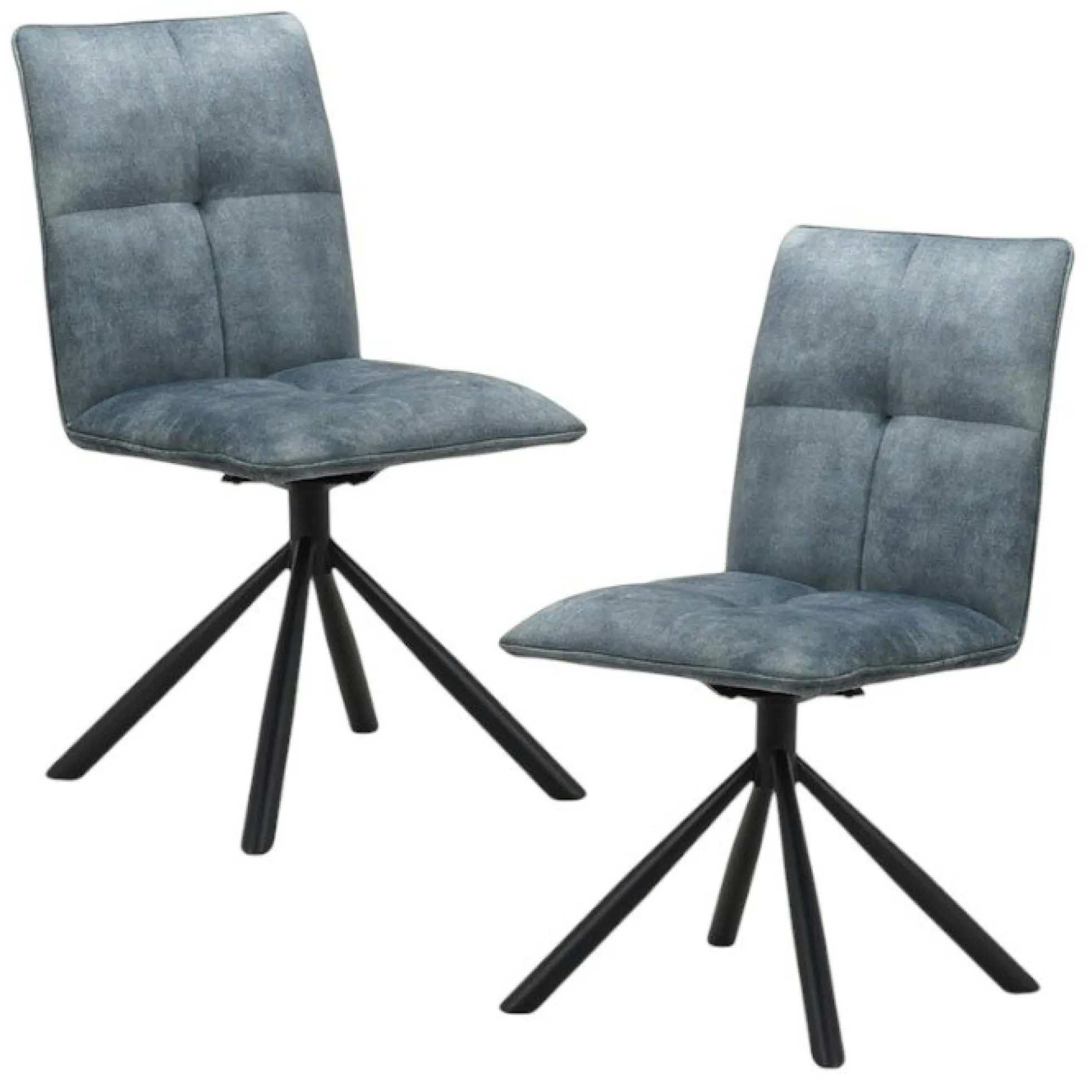 Chaise rotative tissu bleu pétrole (lot de 2) IENA