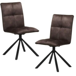 Chaise rotative tissu chocolat (lot de 2) IENA