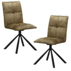 Chaise rotative tissu kaki (lot de 2) IENA