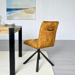 Chaise rotative tissu moutarde (lot de 2) IENA