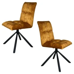 Chaise rotative tissu moutarde (lot de 2) IENA