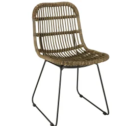 Chaise rotin grisé pieds métal (lot de 2) MANY