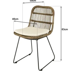 Chaise rotin grisé pieds métal (lot de 2) MANY