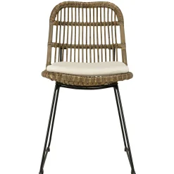 Chaise rotin grisé pieds métal (lot de 2) MANY