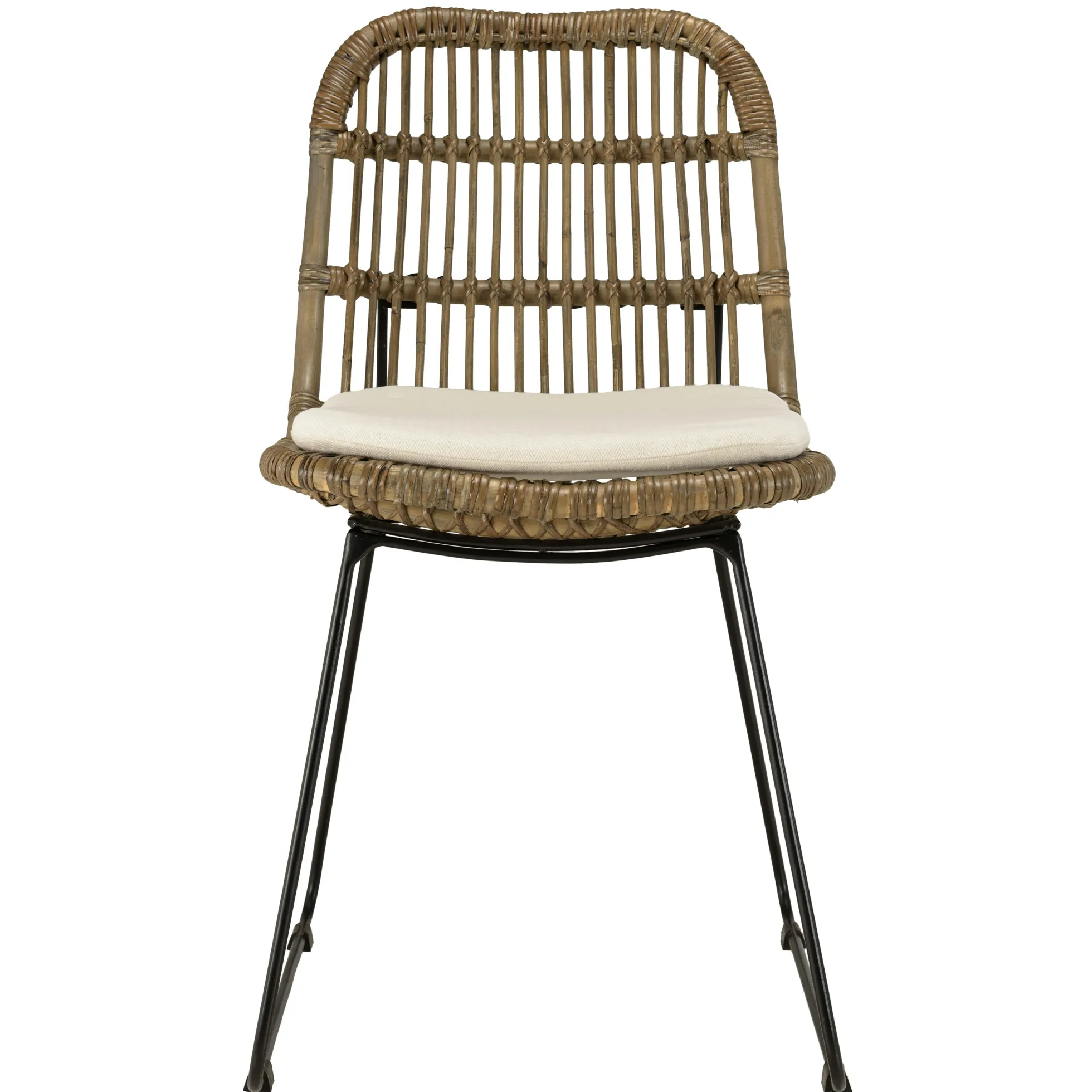 Chaise rotin grisé pieds métal (lot de 2) MANY