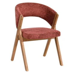 Chaise rouge bois et tissu, forme ronde (lot de 2) AGADE