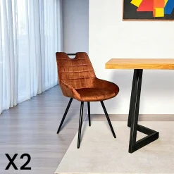 Chaise rouille avec poignée (lot de 2) MALMOE