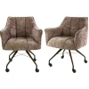 Chaise à roulettes beige chaud pied bronze (lot de 2) MELBOURNE