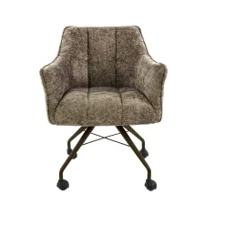 Chaise à roulettes beige chaud pied bronze (lot de 2) MELBOURNE