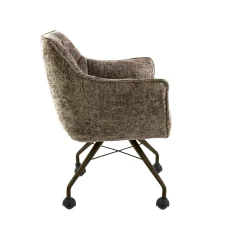 Chaise à roulettes beige chaud pied bronze (lot de 2) MELBOURNE