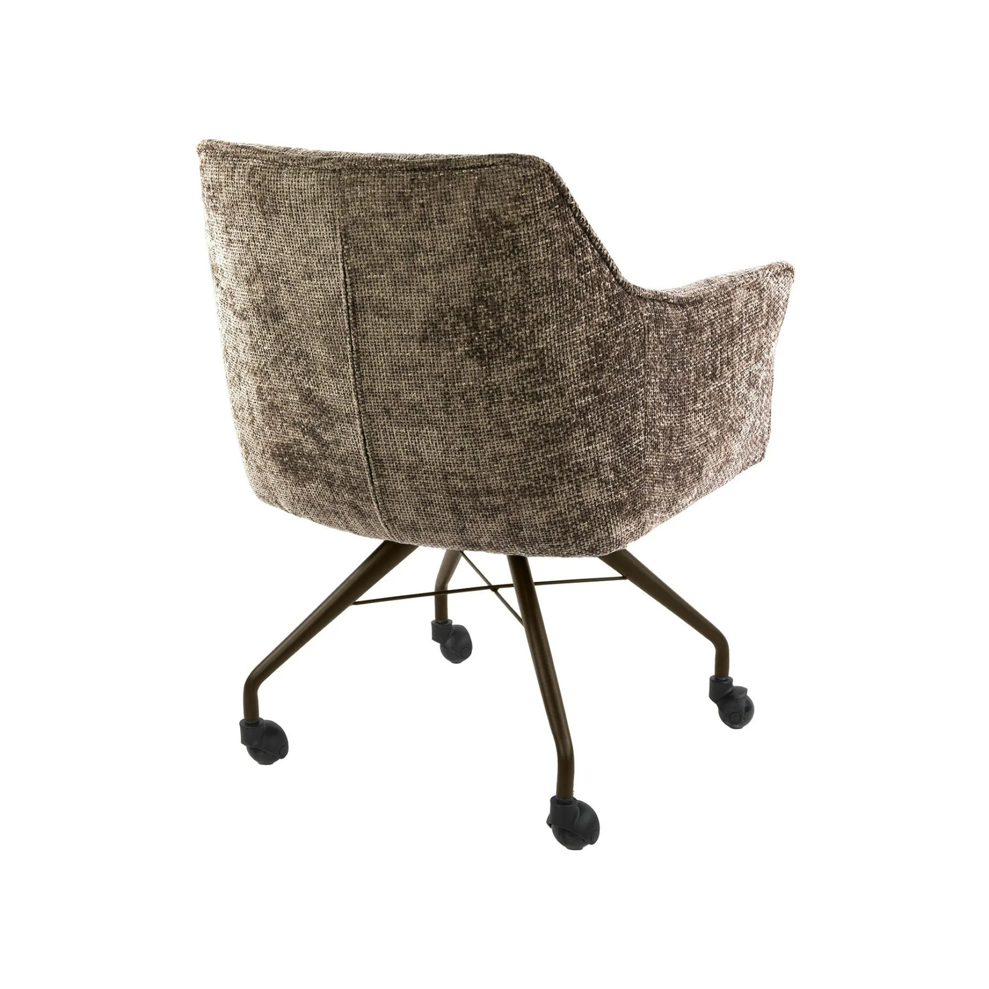 Chaise à roulettes beige chaud pied bronze (lot de 2) MELBOURNE