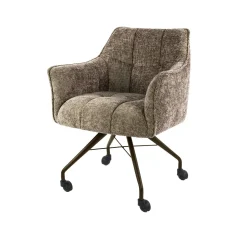 Chaise à roulettes beige chaud pied bronze (lot de 2) MELBOURNE