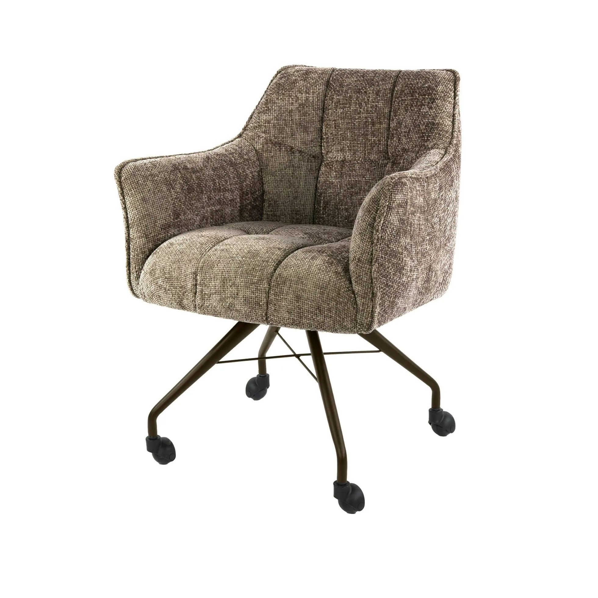 Chaise à roulettes beige chaud pied bronze (lot de 2) MELBOURNE