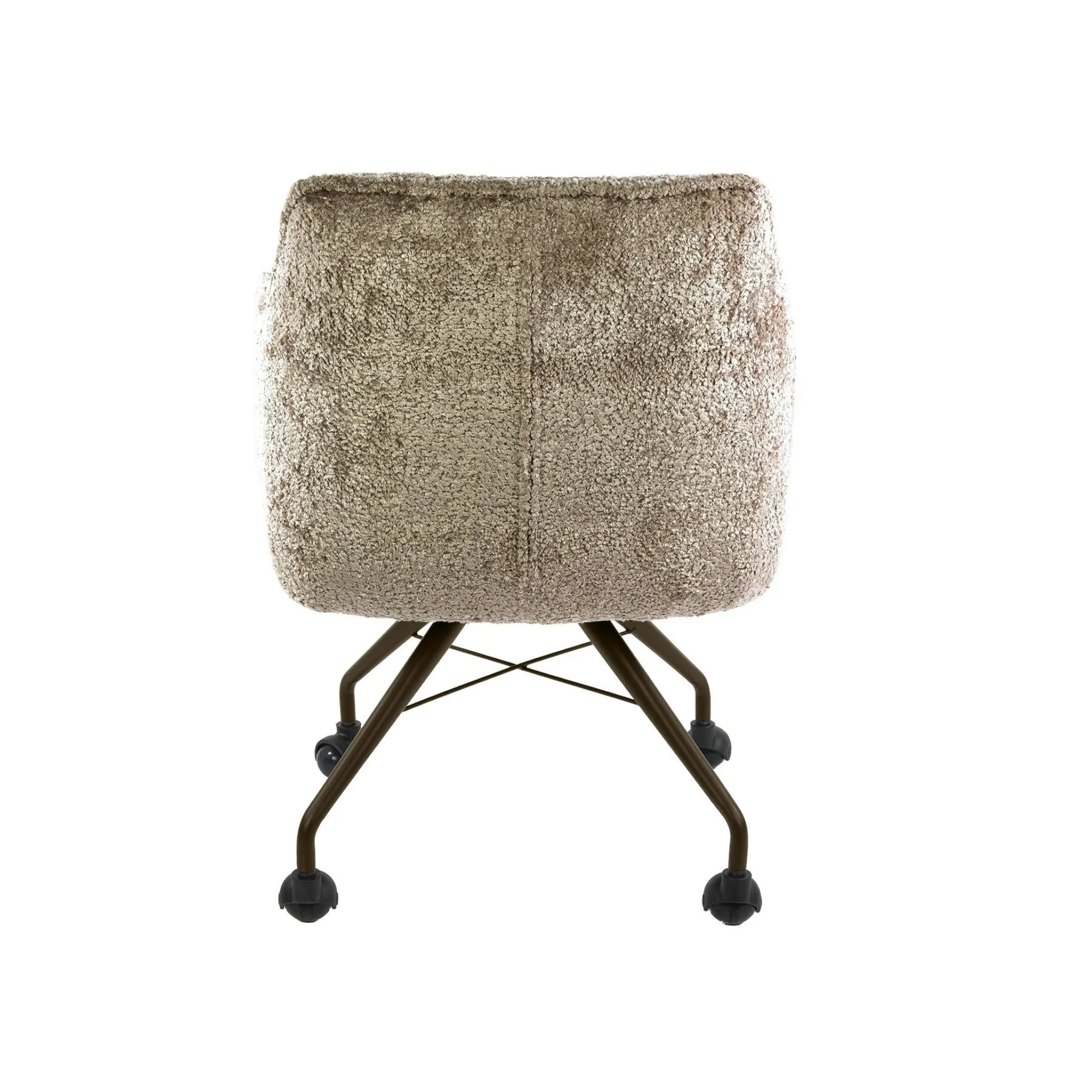 Chaise à roulettes sable tissu bouclette pied bronze (lot de 2) MELBOURNE