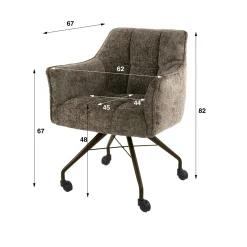 Chaise à roulettes taupe pied bronze (lot de 2) MELBOURNE