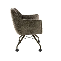 Chaise à roulettes taupe pied bronze (lot de 2) MELBOURNE