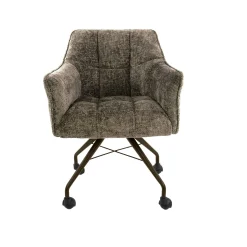 Chaise à roulettes taupe pied bronze (lot de 2) MELBOURNE