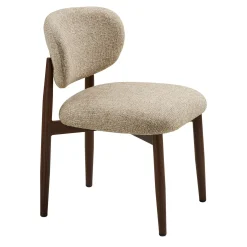 Chaise rétro en bois et tissu brun clair (lot de 2) BEGO
