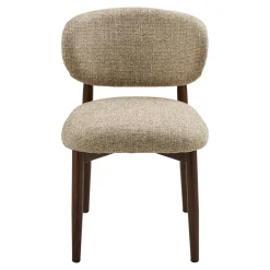 Chaise rétro en bois et tissu brun clair (lot de 2) BEGO
