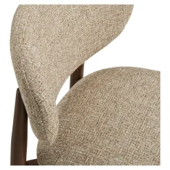 Chaise rétro en bois et tissu brun clair (lot de 2) BEGO